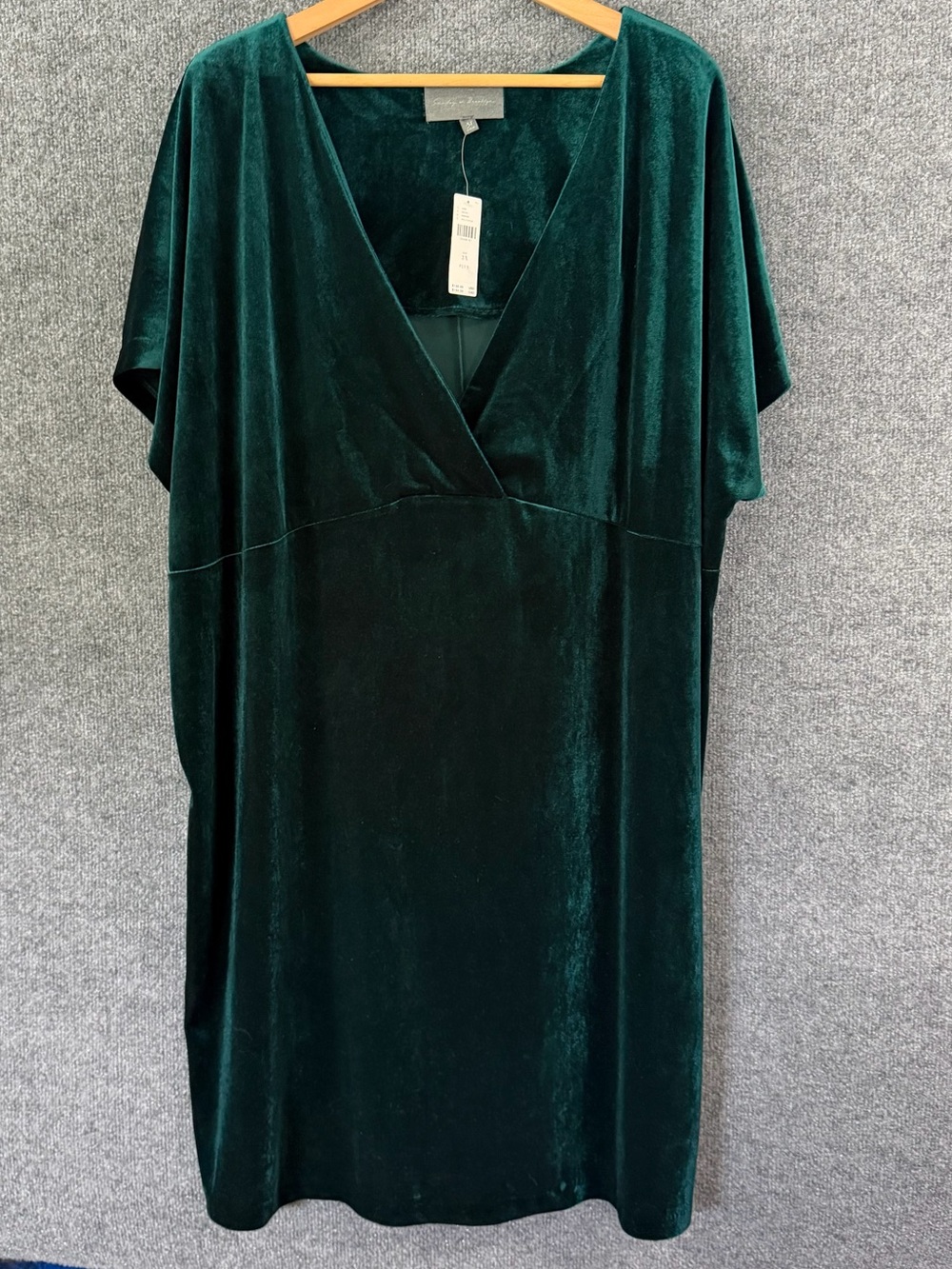 Anthropologie Sunday In Brooklyn Womens 3X Green Velvet Dress Holiday Christmas